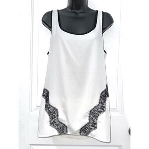 Express white tank top with black lace trim